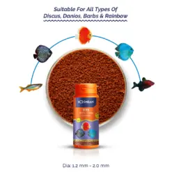 Intan Bits - Slow Sinking Fish Food | Crumble - Intan Bits fish food, slow sinking crumble for discus, Discus fish food India, colour enhancing fish food, Antarctic krill fish feed, community fish food for Danios and Barbs, high protein discus food, best food for vibrant fish colours