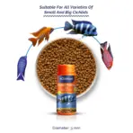 Intan Cichlid Pellets - Big | Floating Fish Food - Intan Cichlid Pellets Big, floating cichlid food India, high protein cichlid pellets, African Cichlid fish food, colour enhancing food for Cichlids, Mbuna fish food, Peacock Cichlid diet, Oscar fish growth food, Flowerhorn colour pellets, best cichlid food for growth