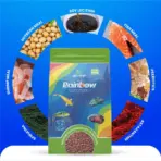 Growel Rainbow Medium Floating Pellets (5.5mm) for Oscars, Koi, Bass & Channa - Growel Rainbow Medium Floating Pellets, 5.5mm floating fish food, best food for Oscar fish India, Koi fish pellets online, Channa fish food, Bass fish nutrition, color enhancing fish food, floating pellets for large cichlids, high protein aquarium fish food, Growel fish feed India