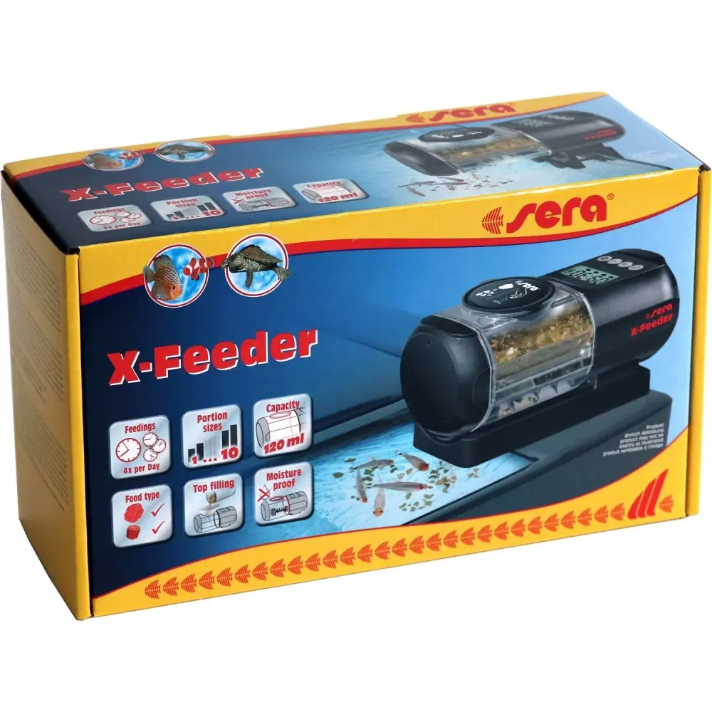 Sera X-Feeder Automatic Feeder Buy Sera X-Feeder Automatic Feeder, Sera X Feeder India, Sera automatic fish feeder, automatic aquarium feeder India, programmable fish feeder, automatic feeder for aquarium fish, fish feeder for holidays, 120ml automatic fish feeder, automatic feeder for fish flakes, automatic feeder for granulated fish food, aquarium feeder 4 times daily, moisture proof fish feeder, automatic fish food dispenser India